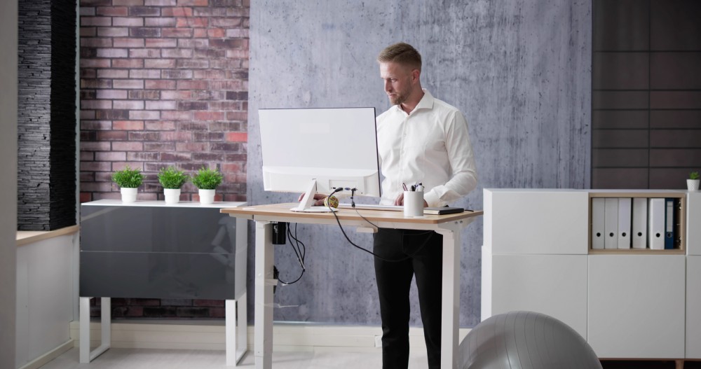 Sit-Stand desk in the office